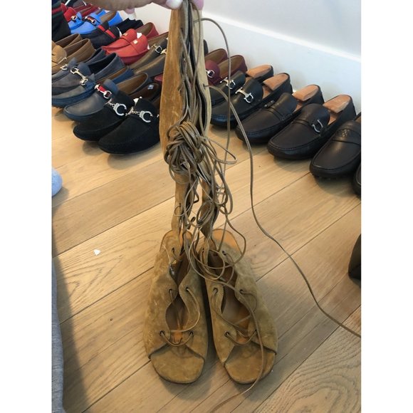Saint Laurent Laced Up High Gladiator Sandals - Picture 1 of 2